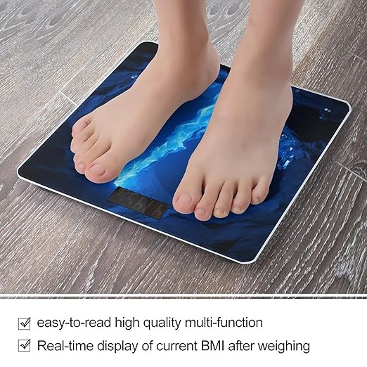 Blue Flame Weight Scale Large Digital Bathroom Scales with Bright LED Display Non Slip Digital Scale and Step On Fashion Weighing Machine for Body