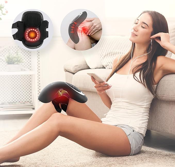 Knee Massager with Heat - Heating and Vibrating Pain Relief Knee Massager for Arthritis Gifts for Elderly Dad Mom