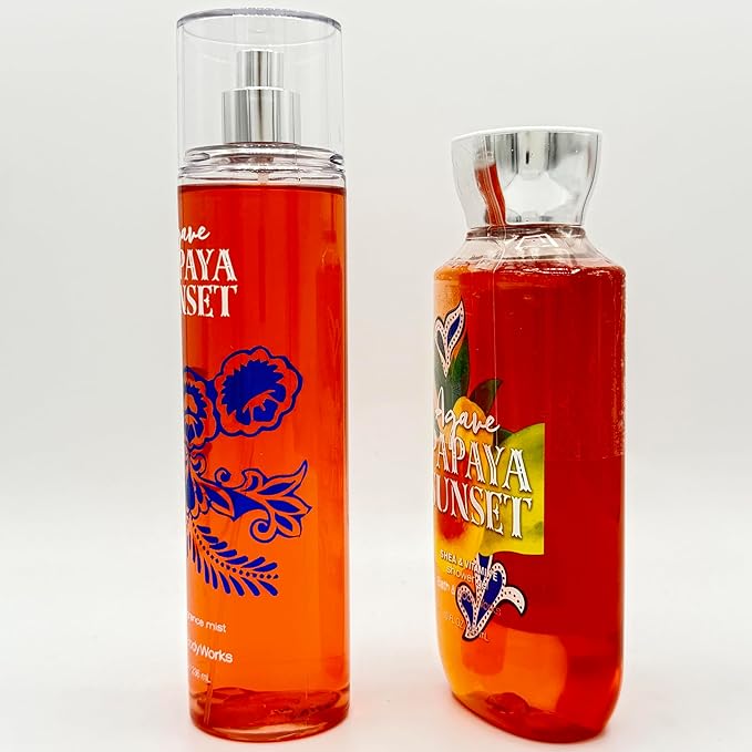 Agave &amp Papaya 2-Piece Bath Bundle | Fine Fragrance Body Mist and Shower Gel