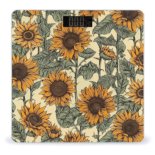 Romantic Sunflowers Scale for Body Weight Smart Scales Digital Bathroom Scale High Precision Weighing Scales with Large Display Weighing Machine for People