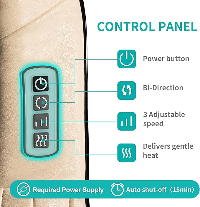 Nekteck Shiatsu Neck and Back Massager with Soothing Heat