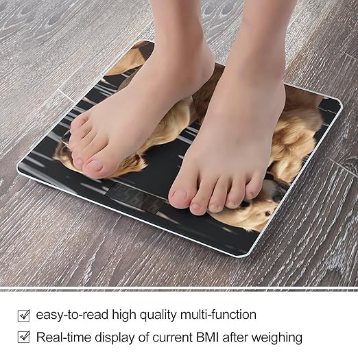 Golden Retrievers Bathroom Scale Large LCD Backlight Display Digital Scale Rounded Corners Body Scales Automatic Power On/Off Bathroom Scales for Home Bedrooms