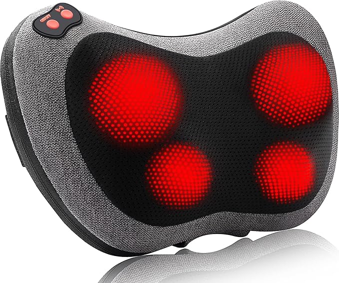 Papillon Shiatsu Back Massager with Heat Deep Tissue Massage Pillow for NeckShoulderFoot &amp Lower Back Pain ReliefElectric Kneading Massager for Home Office Car-Gifts for Mom Dad Men Women