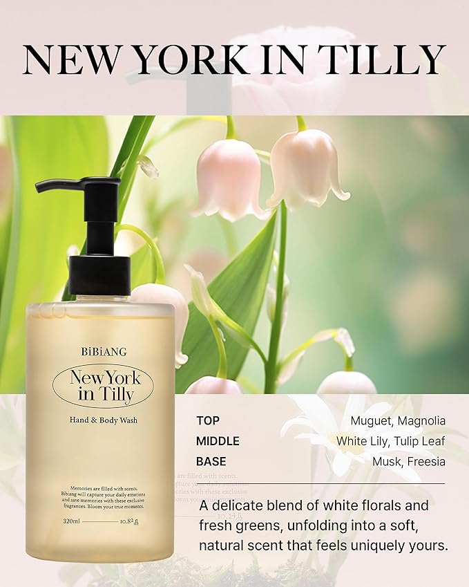 New York in Tilly Body Wash - Korean Body Care for Cleansing &amp Moisturizing - Hydrating Body Care Formula with Floral Lily Scent Honey Propolis &amp Chamomile - 10.82 fl.oz