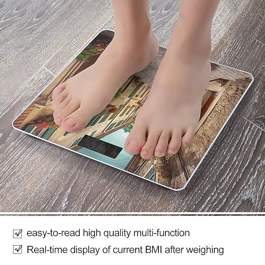 Italy Street Scale for Body Weight Highly Accurate Digital Bathroom Scale Sturdy Tempered Glass Weighing Scales with LCD Display Fashion Body Fat Smart Scales 400lb