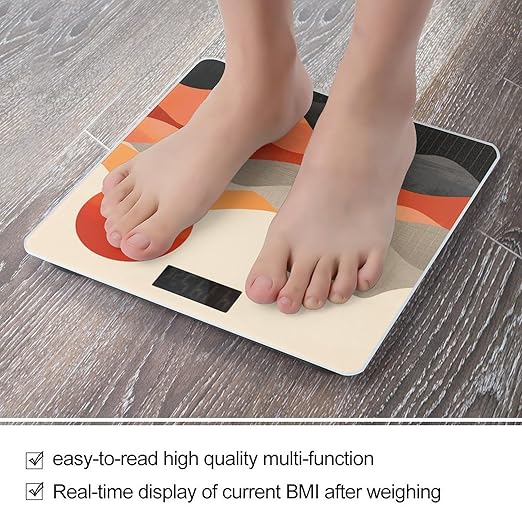 Retro Images Scale for Body Weight Anti-Slip Digital Bathroom Scale Sturdy Toughened Glass Weighing Scales High Precision Safe Rounded Corners Smart Scales