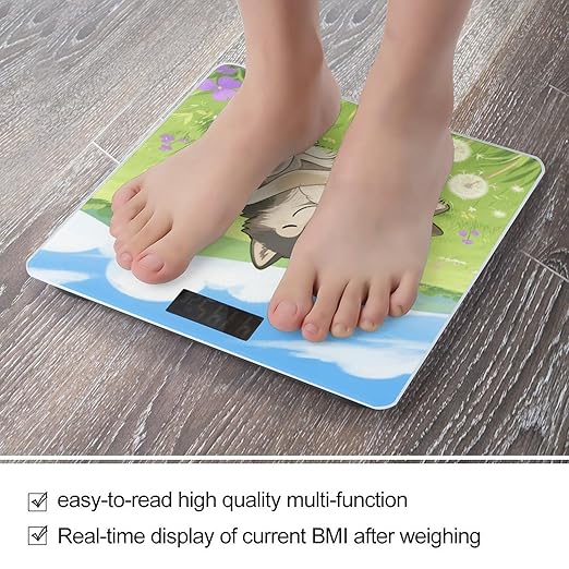 Two Wolf Hug Scale for Body Weight Sturdy Tempered Glass Weighing Scales with LCD Display Accurate Digital Bathroom Scale Convenient Body Fat Smart Scales Easy Read