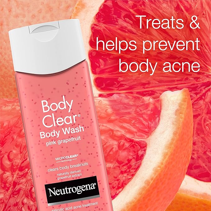 Neutrogena Body Clear Acne Body Wash Pink Grapefruit - Salicylic Acid Formula for Breakout Treatment Exfoliating Cleanser for Clear Skin 8.5 fl. oz. Bottle 3-Pack