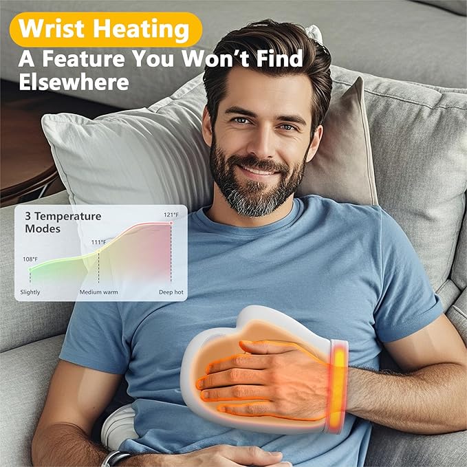 2026 NEW Hand Massager with Heat and Compression Hand Massager with 3 Temps (108°F ~ 121℉) 5 Strengths 3 Massages for Arthritis Wrist &amp Carpal Tunnel Relief Hand Massage Gift for Women/Men