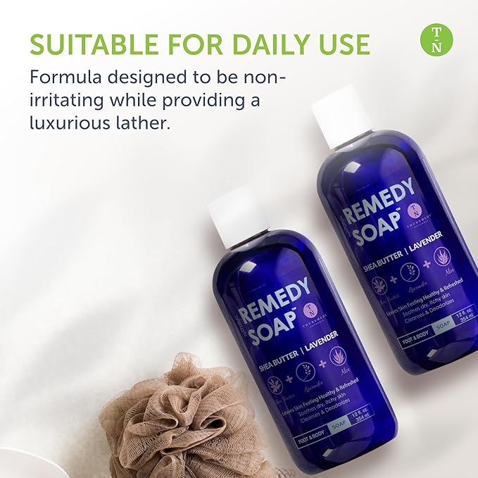 Truremedy Naturals Body Wash 2-pack (12 oz Each) Natural Antifungal Shower Gels - Tea Tree &amp Peppermint and Lavender