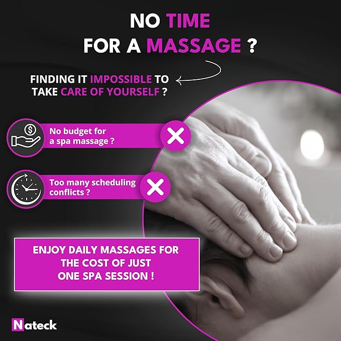 Nateck Cervical and Neck Massager | Pillow Portable Heated Massage Ideal for Travel Relaxation and Office | Kneading Intelligent | Original Gift Women &amp Men | Heat Rolling Modes