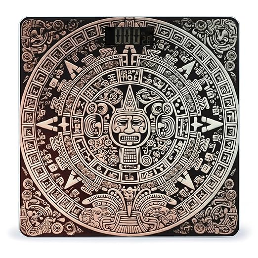 Mayan Calendar End of The World Scale for Body Weight Accurate Digital Bathroom Scale Toughened Glass High Precision Scales Smart Weight Scales with Large LCD Backlight Display Weighing Machine