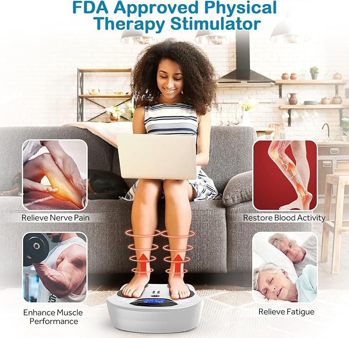 Creliver Foot Nerve Muscle Stimulator Pro TENS &amp EMS Foot Massager for Neuropathy Circulation and Body Pain Relief Electric Feet Legs Blood Circulation Machine FSA or HSA Eligible