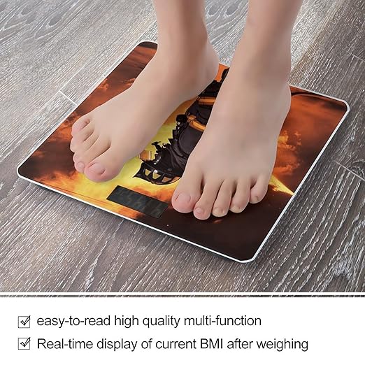 Firefighter Fireman Flame Scale for Body Weight High Precision Digital Weight Scales with LCD Display Anti-Slip Sturdy Slim Tempered Glass Bathroom Scale for Home Use