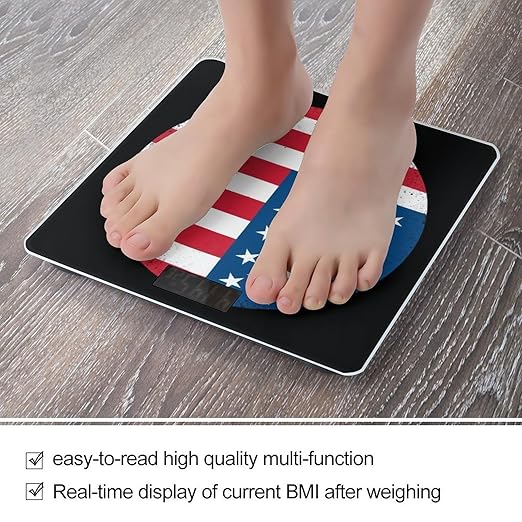 Men's Fashion Automatic Switch Digital Bathroom Weighing Scale Smart Scale Baseball Vintage American Flag Design