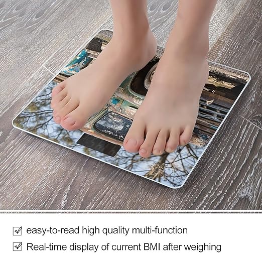 Old Truck Car Scale for Body Weight Accurate Digital Bathroom Scale Toughened Glass High Precision Scales Smart Weight Scales with Large LCD Backlight Display Weighing Machine