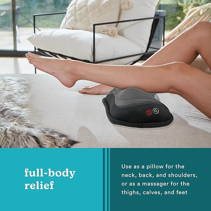 HoMedics 3D Shiatsu Full-Body Massager with Therapeutic Vibration Soothing Heat with Deep-Kneading Massage Helps Release Tension in Neck Back Shoulders Lightweight for Home Office Travel