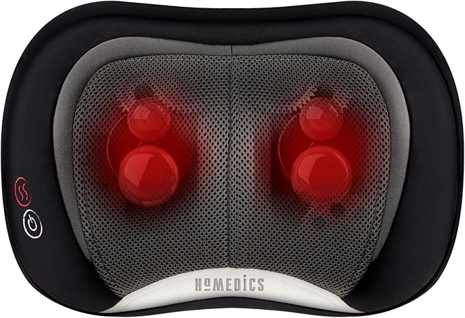 HoMedics 3D Shiatsu Full-Body Massager with Therapeutic Vibration Soothing Heat with Deep-Kneading Massage Helps Release Tension in Neck Back Shoulders Lightweight for Home Office Travel