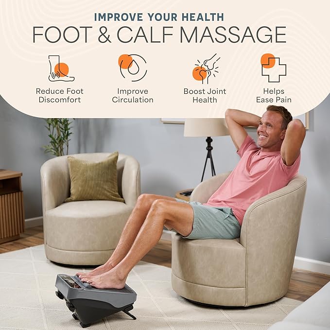 LifePro VibraFlow Foot Massager for Neuropathy - Relaxing Calf and Foot Therapy with Heat Option for Maximum Soothing Relief - Massager for Blood Circulation and Revitalization