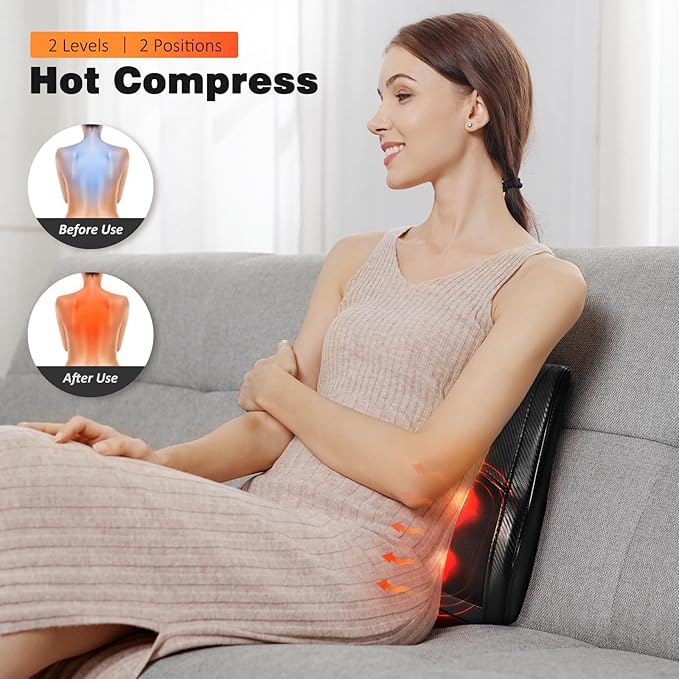 Back Massager with Heat Shiatsu Back and Neck Massager 3D Kneading Deep Tissue Massage Pillow for Neck Back Shoulder Muscle Pain Relief Gifts for Mom Dad Women Men