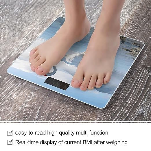 Blue White Crane Smart Scale for Body Weight Digital Bathroom Scale Toughened Glass Weight Scale with Large LCD Backlight Display High Precision Scales Weighing Machine