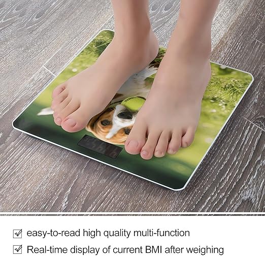 Play Hungry Beagle Dog Weight Scale Cute Bathroom Scale for Body Highly Accurate Digital Weighing Machine for People Compact LCD Display Scales with Sturdy Toughened Glass Scales