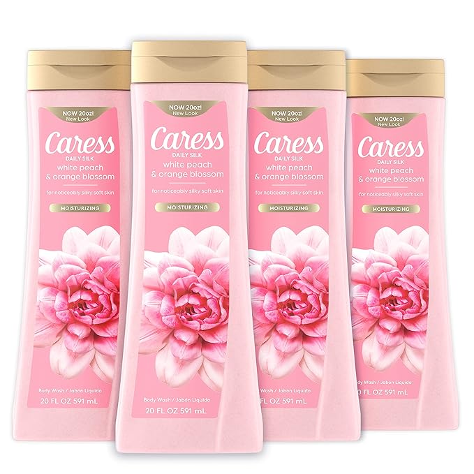 Caress Body Wash With Silk Extract For Noticeably Silky Soft Skin Daily Silk Body Soap With White Peach &amp Orange Blossom 20 fl oz 4 pack &amp Moisturizing Peony &amp Almond Blossom Body Wash Fo