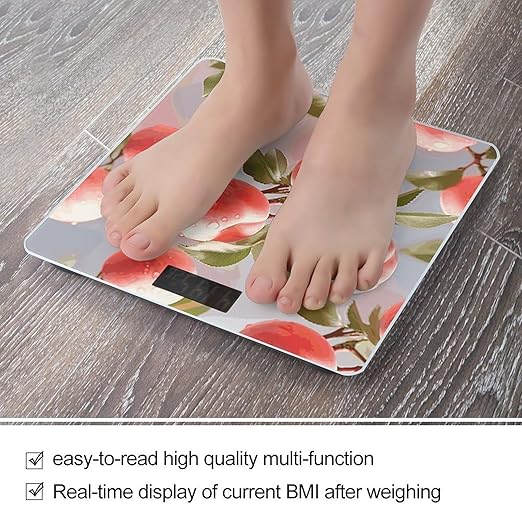 Pink Peach Bathroom Scale for Body Weight 400 Lb Weight Scale with High Precision Sensors Tempered Glass Highly Accurate Digital Weighing Machine for People