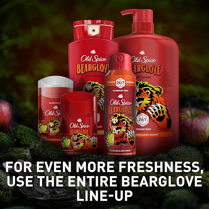 Old Spice Cleansing Body Wash for Men 3X Defense 24/7 Shower Fresh with Lasting Scent 2-in-1 Body &amp Face Wash Bearglove with Crisp Orchard Scent 33.4 (Pack of 4)