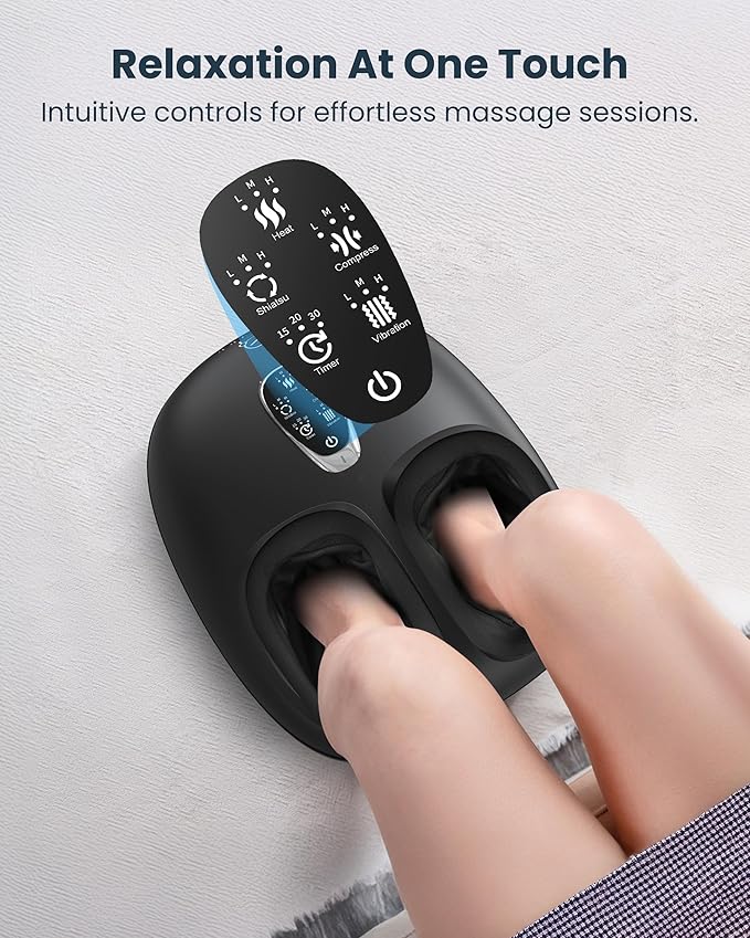 COMFIER Heated Foot Massager for Neuropathy Pain Plantar Fasciitis Electric Feet Massager with Heat Compression Vibration Shiatsu Deep Tissue Relief Foot Heater Massager Large Size 14 for Men