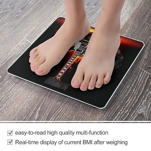 Digital Bathroom Scale for Body Weight Scale with Bright LCD Display High Accuracy Step-On Technology Auto On/Off Burning Guitar Digital Scales 400 Lbs /180kg