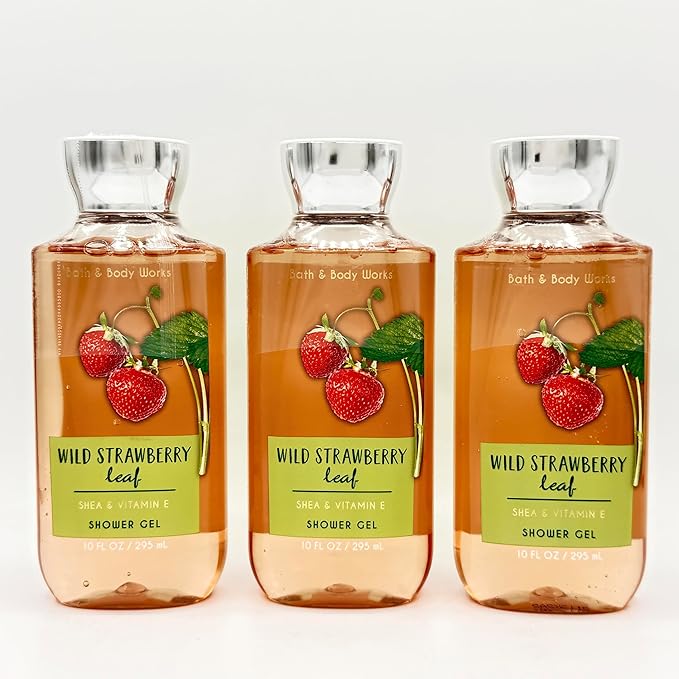 Wild Strawberry Leaf Bath &amp Body Shower Gel Set | Bundle of Three 10-Ounce Shower Gels