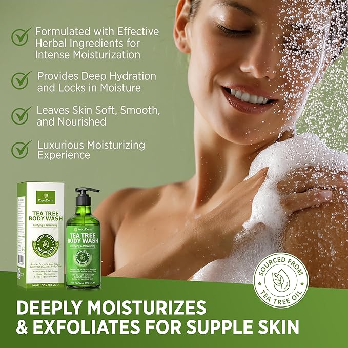 Roycederm Antifungal Body Wash &amp Soap Antibacterial Tinea Versicolor Tea Tree Body Wash Back Acne Folliculitis For Jock Itch Athletes Foot Body Odor Ringworm