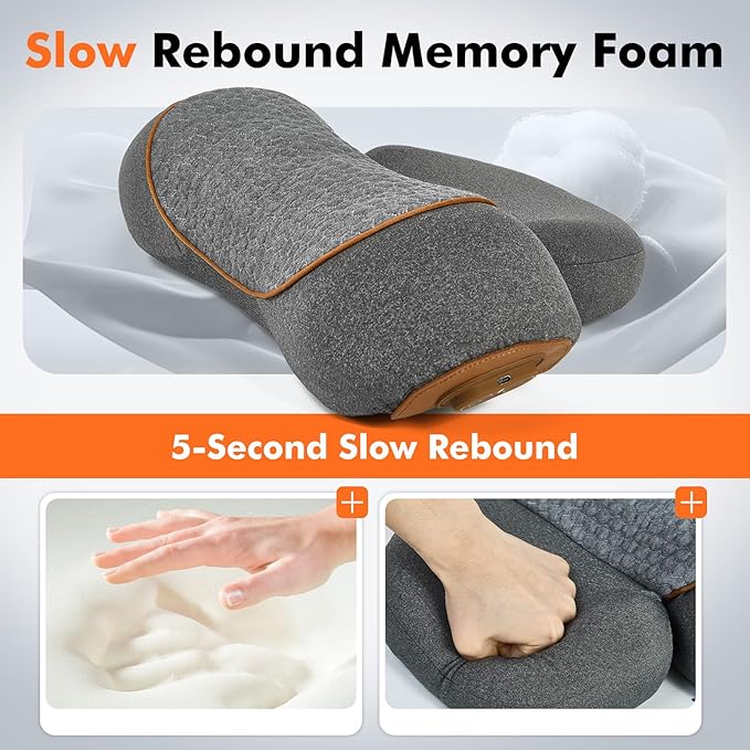 Neck Pillow - 3-in-1 Wireless Neck Pillow with Battery Travel Neck Massage Pillow for Shoulder Pain Relief Deep Tissue Pain Relief with Heat and Stretching Neck Hump Corrector for Women