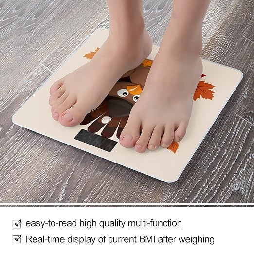 Maple Leaf Dark Brown Turkey Scale for Body Weight High Precision Digital Weight Scales with LCD Display Anti-Slip Sturdy Slim Tempered Glass Bathroom Scale for Home Use