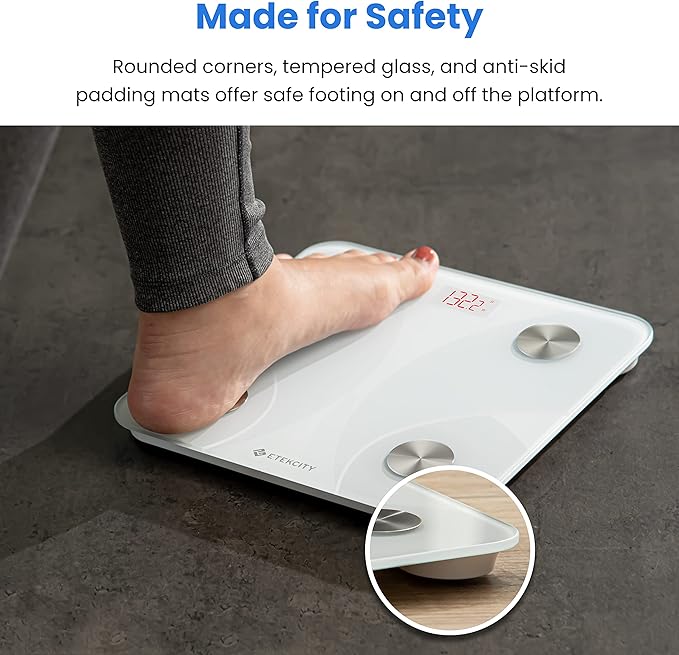 Etekcity Scale for Body Weight Smart Digital Bathroom Weighing Scales with Body Fat and Water Weight for People Bluetooth BMI Electronic Body Analyzer Machine 400lb
