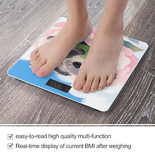 Cute Koala Weight Scale Large Digital Bathroom Scales with Bright LED Display Non Slip Digital Scale and Step On Fashion Weighing Machine for Body