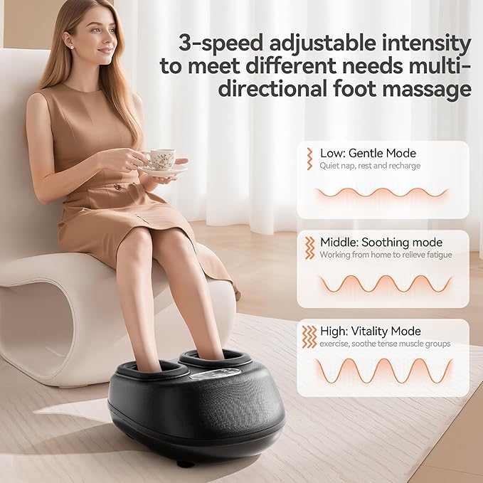 Shiatsu Foot Massager with Heat and Vibration Deep Kneading Compression for Plantar Fasciitis and Neuropathy Relief Fits Men Size 13 Foot Massage Machine Christmas Gift for Women and Men
