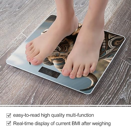 Tribal Animals Weight Scale Large Digital Bathroom Scales with Bright LED Display Non Slip Digital Scale and Step On Fashion Weighing Machine for Body