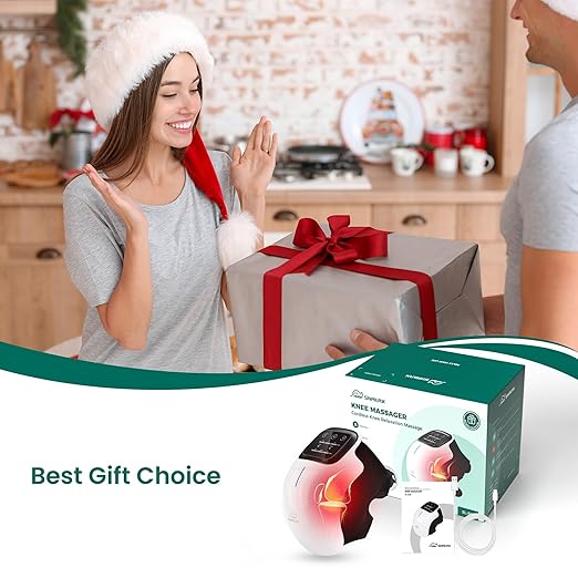 Snailax Cordless Knee Massager with Heat 3 Vibration Modes &amp 3 Heating Levels Knee Brace Wrap Gifts