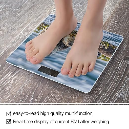Sea Otters Scale for Body Weight Highly Accurate Digital Bathroom Body Scale Digital Bathroom Scales for People Anti-Slip Large LCD Display Smart Scales