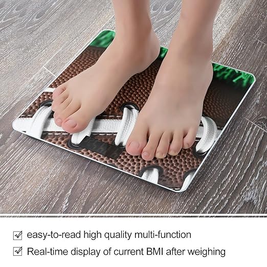 American Football Laces Bathroom Scale Rounded Smart Scale for Body Weight Automatic Power On/Off Weight Scales Accurate Bathroom Digital Scales for Pet Home Bedroom Kitchen