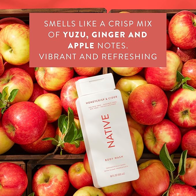 Native Shampoo &amp Conditioner Body Wash - Honey Crisp &amp Cider - Naturally Derived Ingredients Sulfate-Free Paraben-Free Strengthening Hair Care | Fall Seasonal Bundle (51 fl oz Total) - 3 P