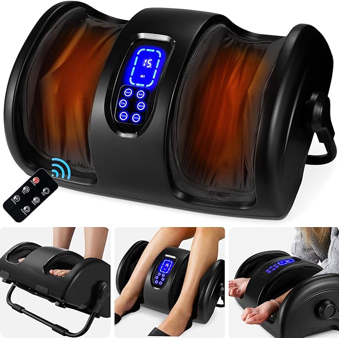 Best Choice Products Heated Shiatsu Foot Massager for Pain Relief Plantar Fasciitis Neuropathy Blood Circulation w/Compact Design - Satin Black
