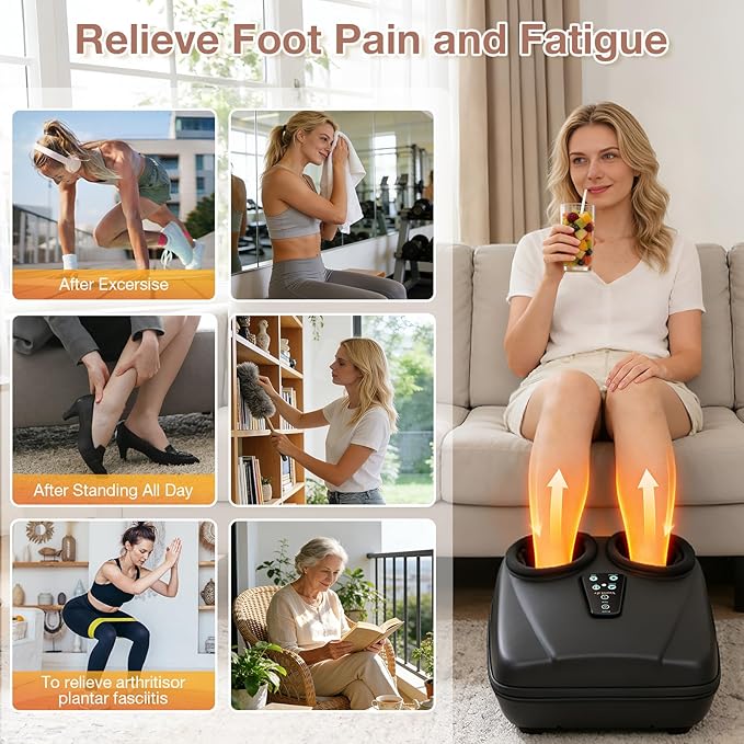 Shiatsu Foot Massager Machine with Heat Plantar Fasciitis Feet Massager with Remote Deep-Kneading Compression HSA Store Eligible FSA Foot Warmer for Home Office Neuropathy Pain Relief for Feet