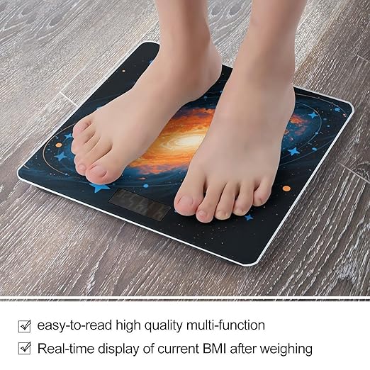 Galaxy Spiral Nebula Scale for Body Weight Sturdy Tempered Glass Weighing Scales with LCD Display Accurate Digital Bathroom Scale Convenient Body Fat Smart Scales Easy Read