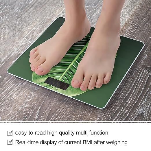 Summer Tropical Leaf Smart Scale for Body Weight Accurate Bathroom Scale with LED Display Digital Weight Scales Weighing Machine High Precision Scales for Bath Home