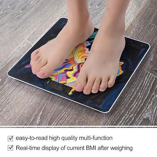 Digital Bathroom Scale for Body Weight Scale with Bright LCD Display High Accuracy Step-On Technology Auto On/Off Watercolor Flowers Digital Scales 400 Lbs /180kg