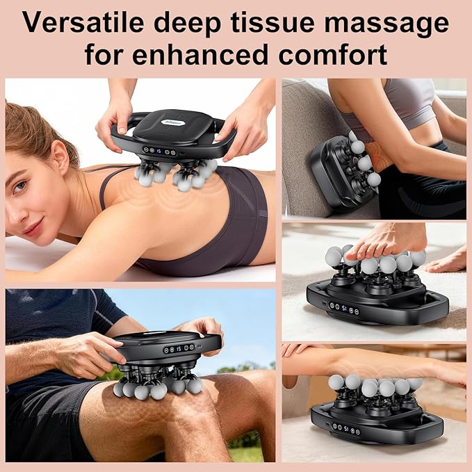 Deep Tissue Massager Gun for Back Shoulder and Neck Pain Relief Powerful Shoulders Back Massager Legs Foot Massager &amp Full Body Muscle Recovery with 16 Massage Heads 3 Modes &amp 30 Speed