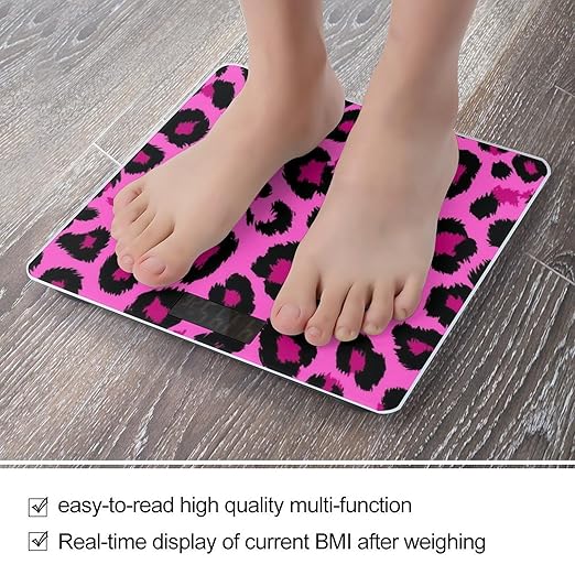 Smart Scale for Body Weight Digital Bathroom Weighing Scale Energy Saving Scale Pink Animal Skin Wild Leopard Print
